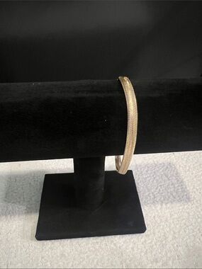 Gold Herringbone Torque Bangle Bracelet - Elegant Women's Jewelry